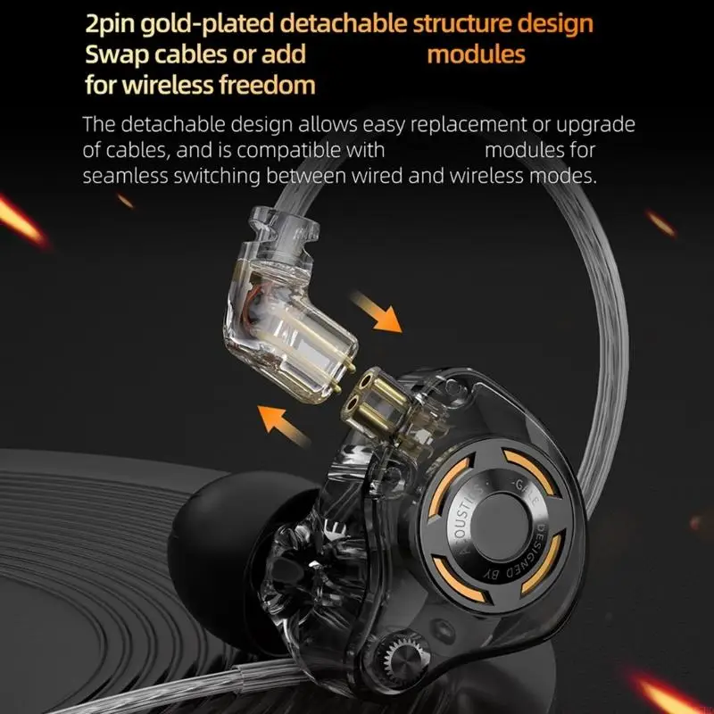 High Performances Gaming Earphones Acoustics Curves Noise Isolation Design Wire Headphones Detachable Gold Plate 2Pin