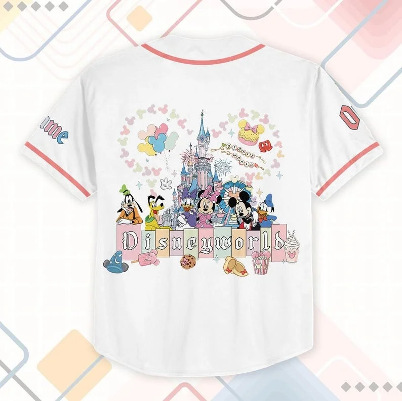 2026Disney 70th Anniversary Celebration Limited Baseball Jacket Men Women Casual Sports Quick-Dry Button-Down Shirts Kids Tshirt - view 3