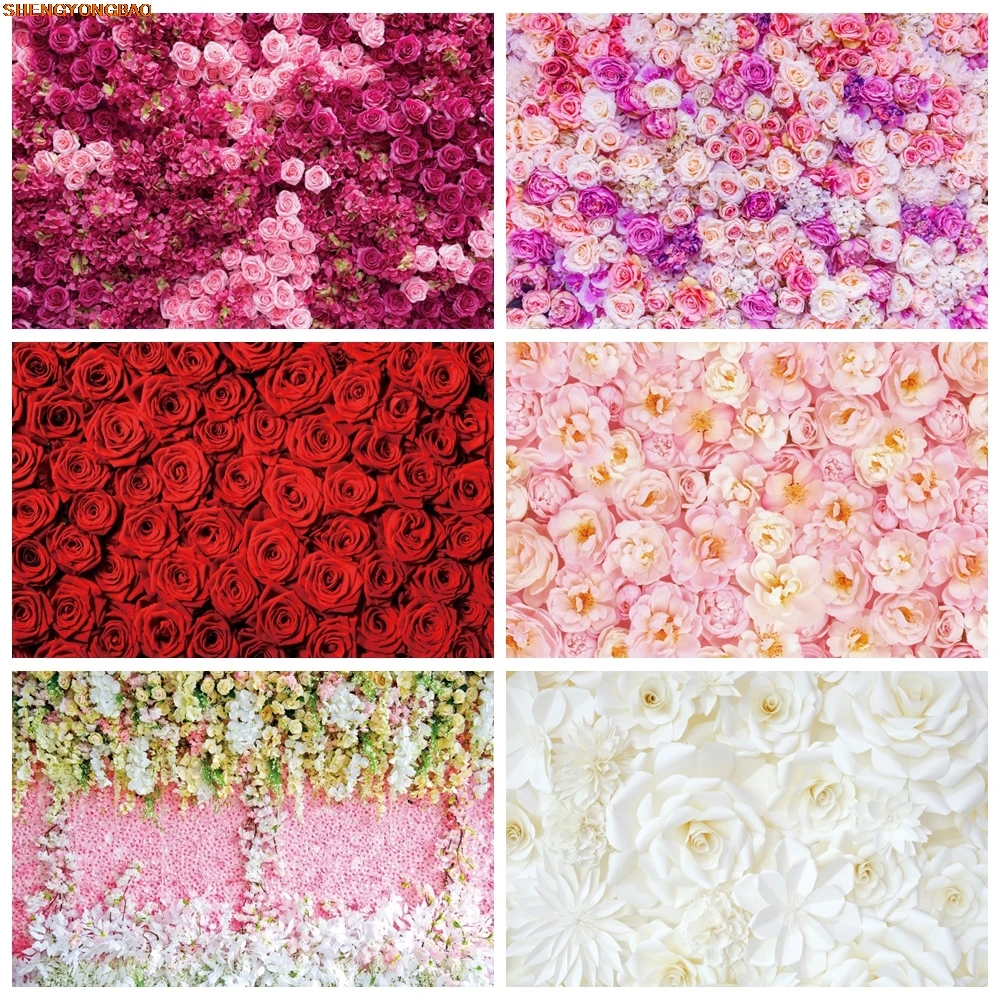 

Flower Backdrop for Photography Wedding Portrait Bridal Shower Newborn Birthday Party Photo Background Wall Decor Photobooth