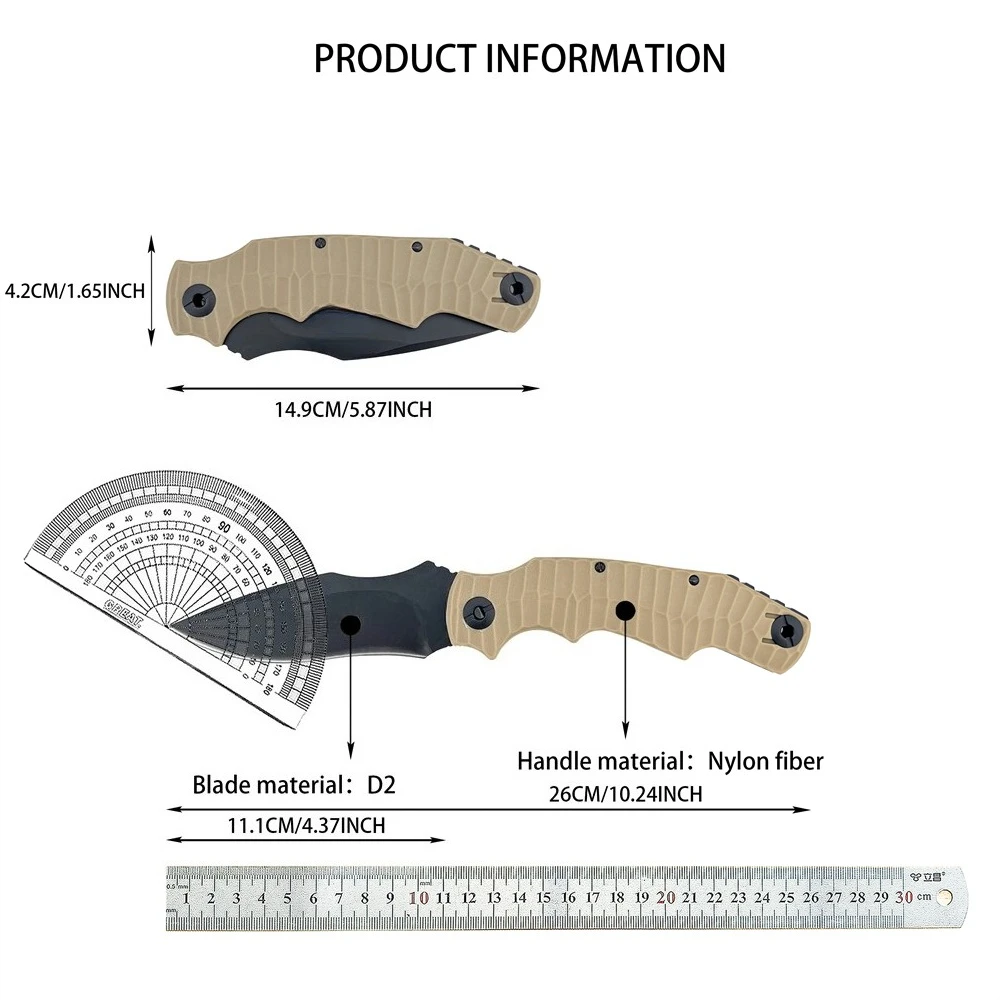 Складной нож Карманный нож EDC с точечным лезвием Танто Одноручный замок с заклепками для большого пальца Компактный складной механизм для улицы