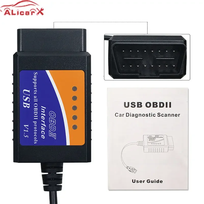 V1.5 USB ELM327 PIC18F25K80 Chip OBD2 Diagnostic Cable Auto Code Reader for Most OBD2 Protocols ELM 327 USB 25K80 car code clean