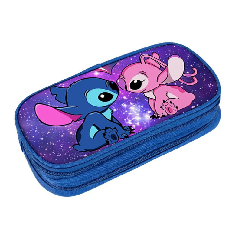 New Disney Stitch Large capacity Pencil Bag Case Anime Figure Double-layer multifunctional pen case students stationery kids Toy