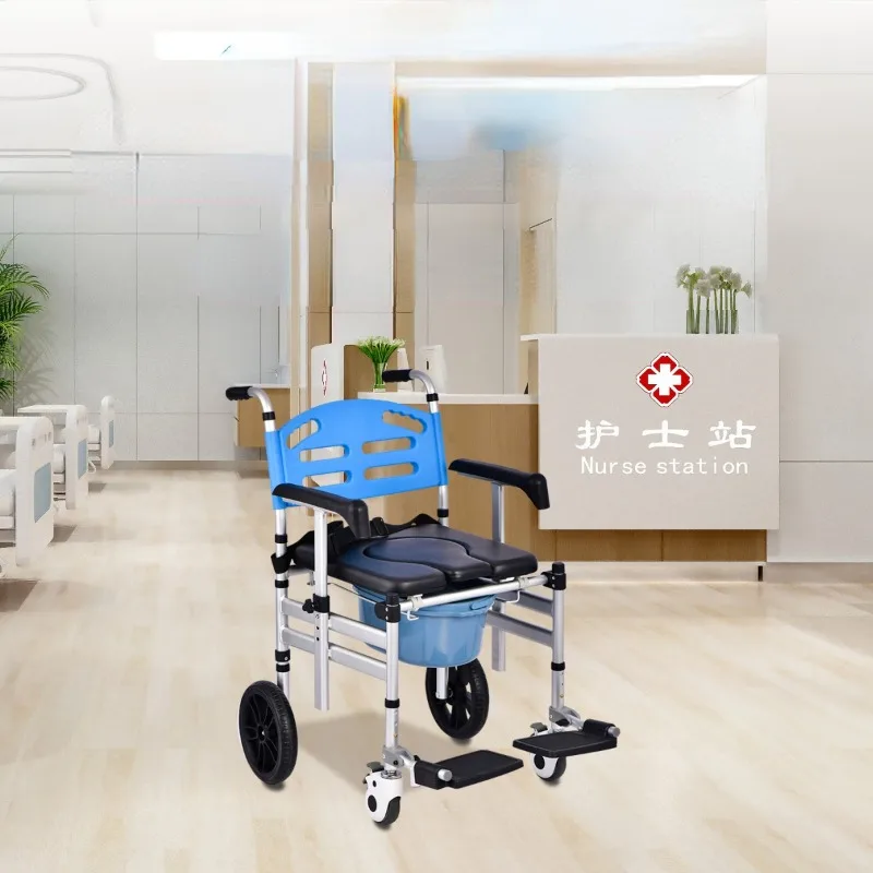 Transport Chair for The Elderly, Disabled Mobile Toilet Chair on Wheels, Foldable Disability Lift Chairs, Transfer Wheelchair