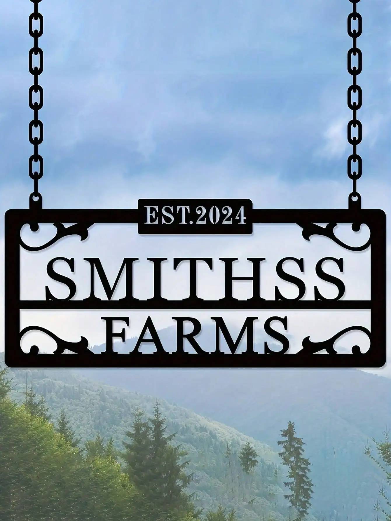 Personalized Metal Ranch Sign Large Family Name Plate Vintage Wall Decor Custom