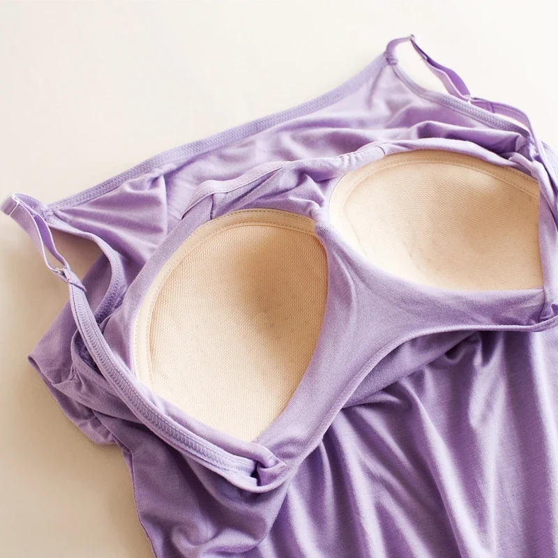 Japanese-style new summer modal women's chest pad without steel ring camisole integrated vest one-piece sports bottoming shirt