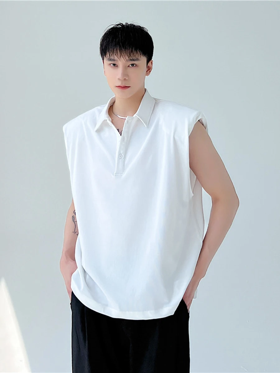 

Летний новый трендовый топ с эффектом увеличения объема на плечах, цветной, повседневный жилет, универсальный мужской топ, модный