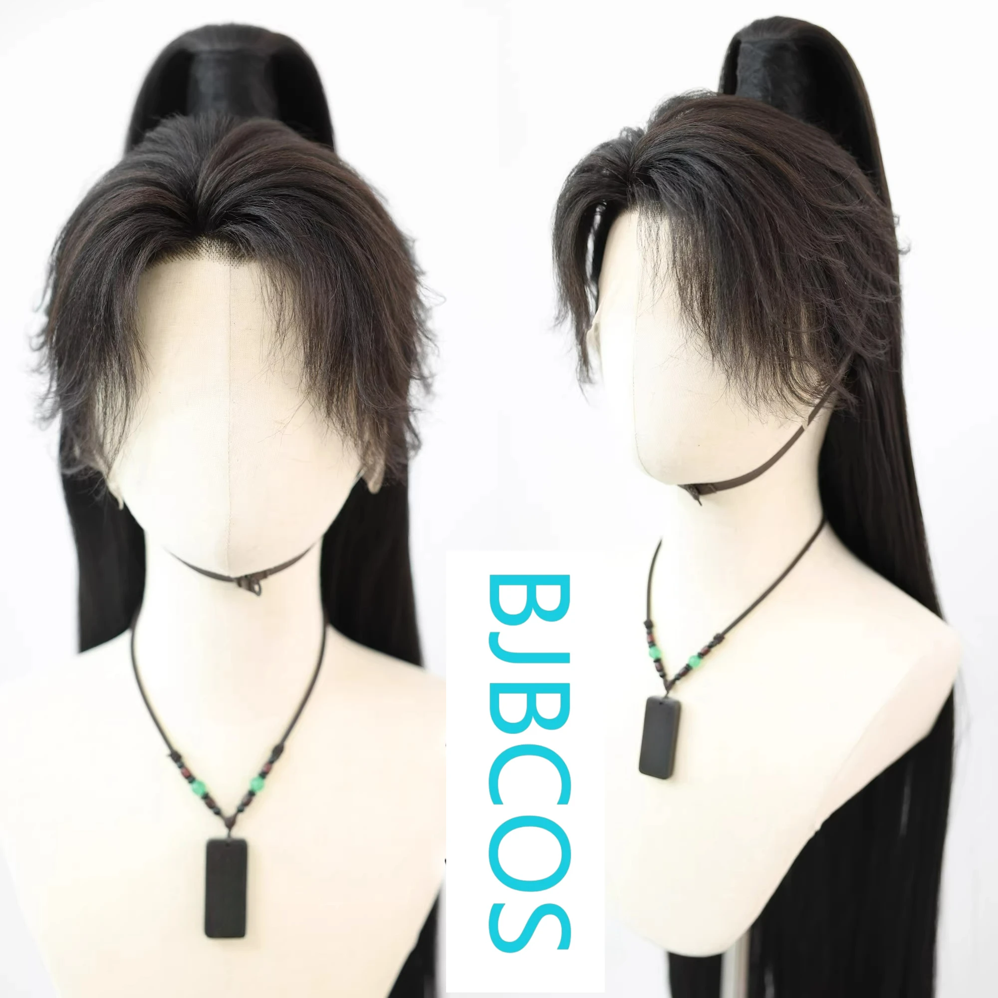 

[Styled Wig]Antique style youth Hanfu men's front lace beauty pointed Lace Front Wig hairstyle wig headband ancient costume COS