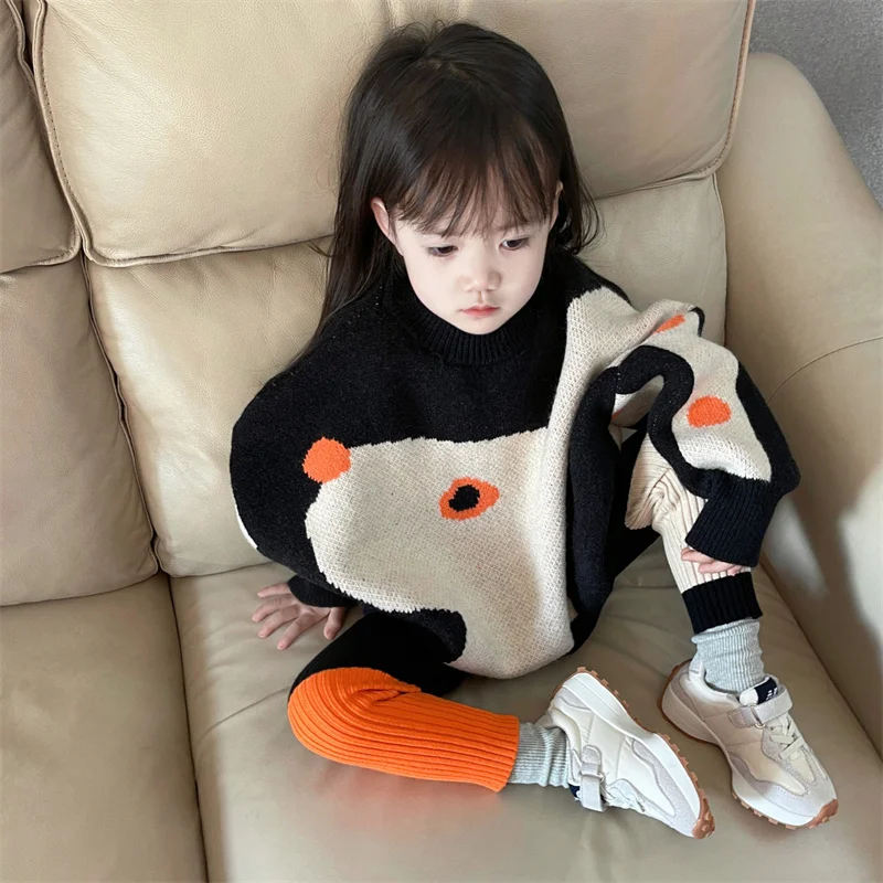 Girls Sweater Wool Coat Kids Tops Knitting 2022 Elegant Thicken Warm Winter Autumn Toddler Cottons Children\'s Clothing