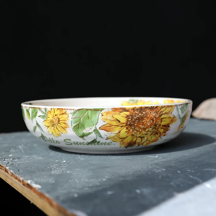 Creative ceramic sunflower deep dish salad dish export deep dish dish.