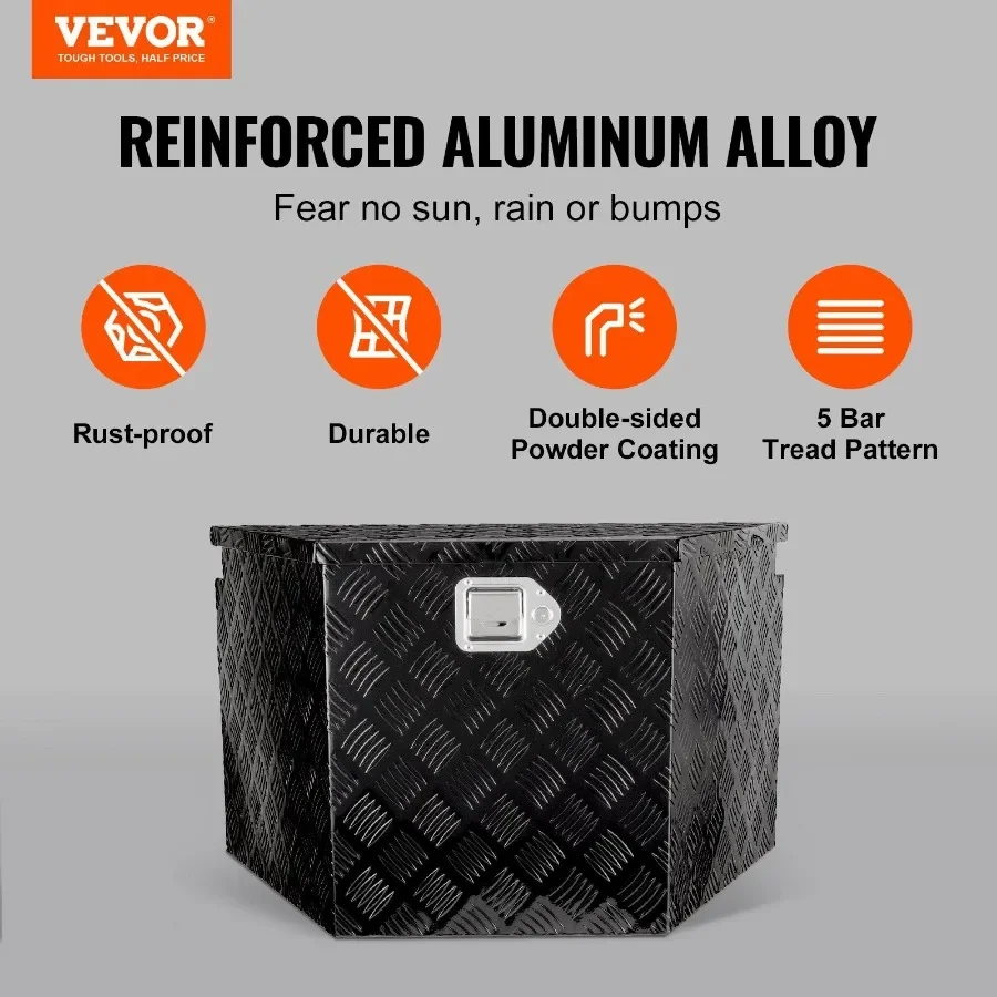 VEVOR مقطورة اللسان صندوق سبائك الألومنيوم الماس لوحة اللسان صندوق أداة الصدر الثقيلة صندوق مقطورة تخزين مع قفل ومفاتيح U