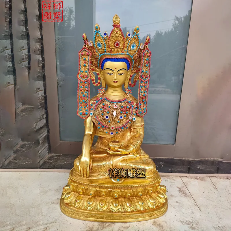 HT Pure copper gilt Juewo Buddha Statue Xizang Tibetan articles Juewo Buddha Statue Handicraft Multi size customization