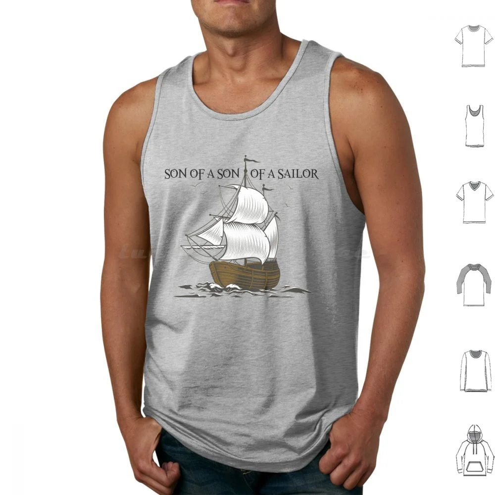 Son Of A Son Of A Sailor Tank Tops Print Cotton Parrothead Buffett Shark Tropical Volcano Parrot Margaritaville Beach