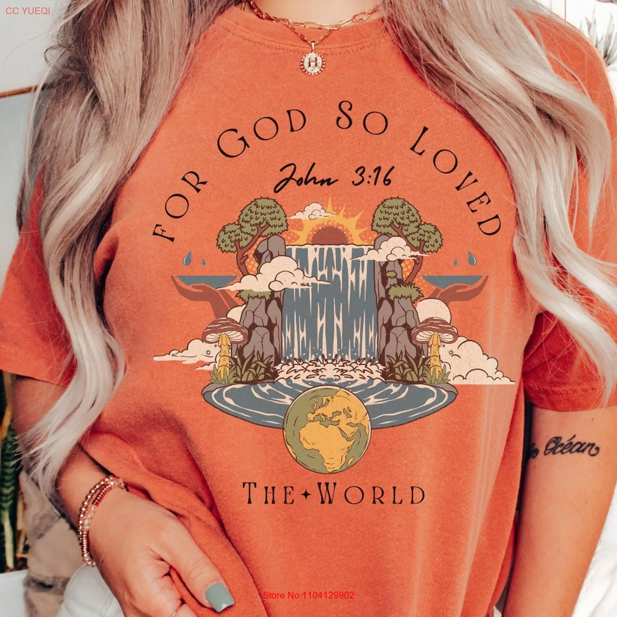 For God So Loved The World John 3 16 Bible Verse Retro Vintage Inspired Comfort Color T Shirt Faith Based Religious Christians