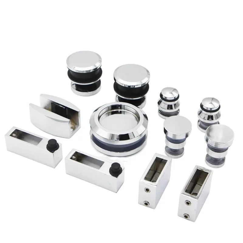 Goede prijs glazen schuifdeur frameloze glazen deur doucheruimte hardware roestvrijstalen montageset zwarte of zilveren accessoires