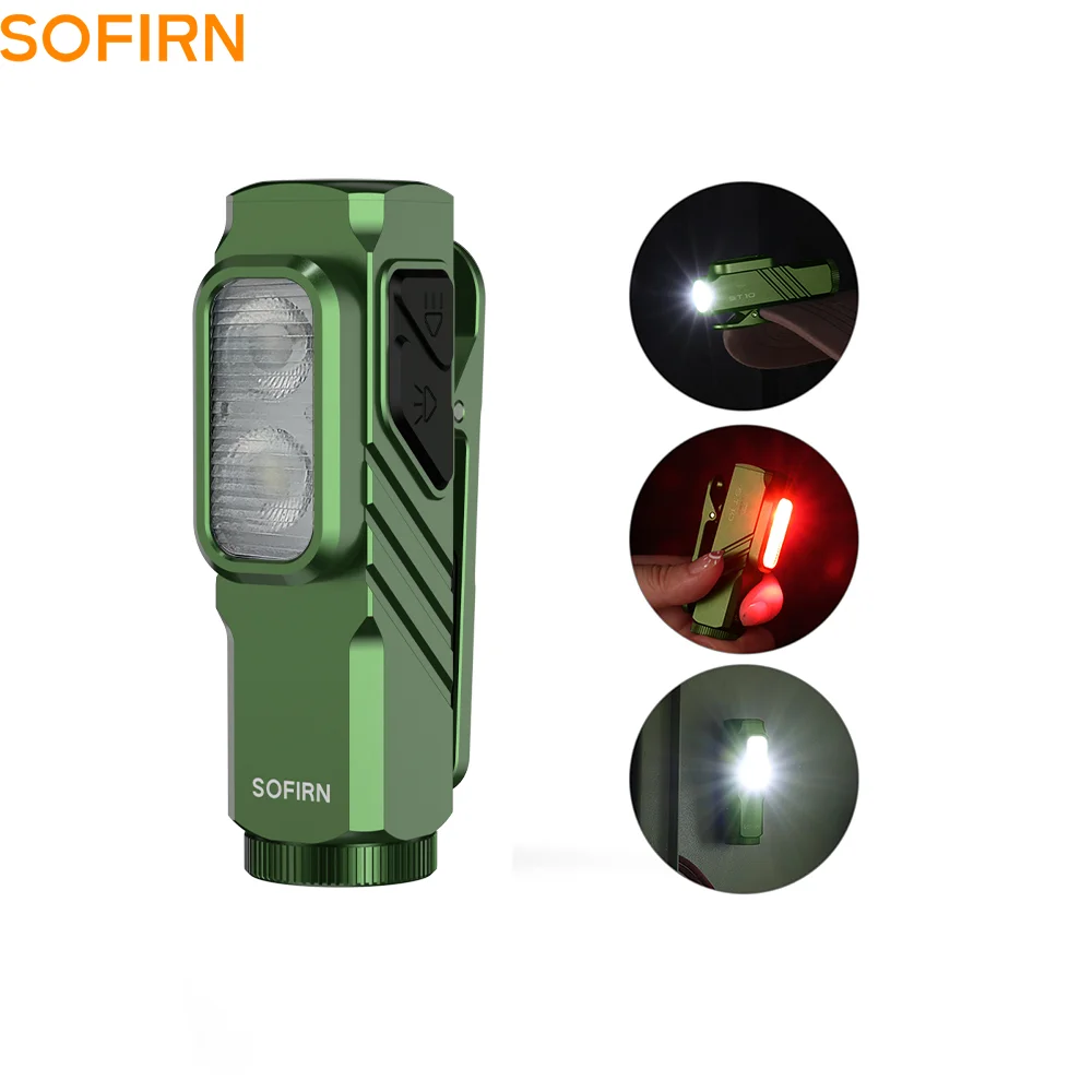 SOFIRN Mini ST10 1000LM 660NM 14500 Rechargeable USB C with Red Light Magnetic Tail & Clip Dual Switch EDC Flashlight Torch