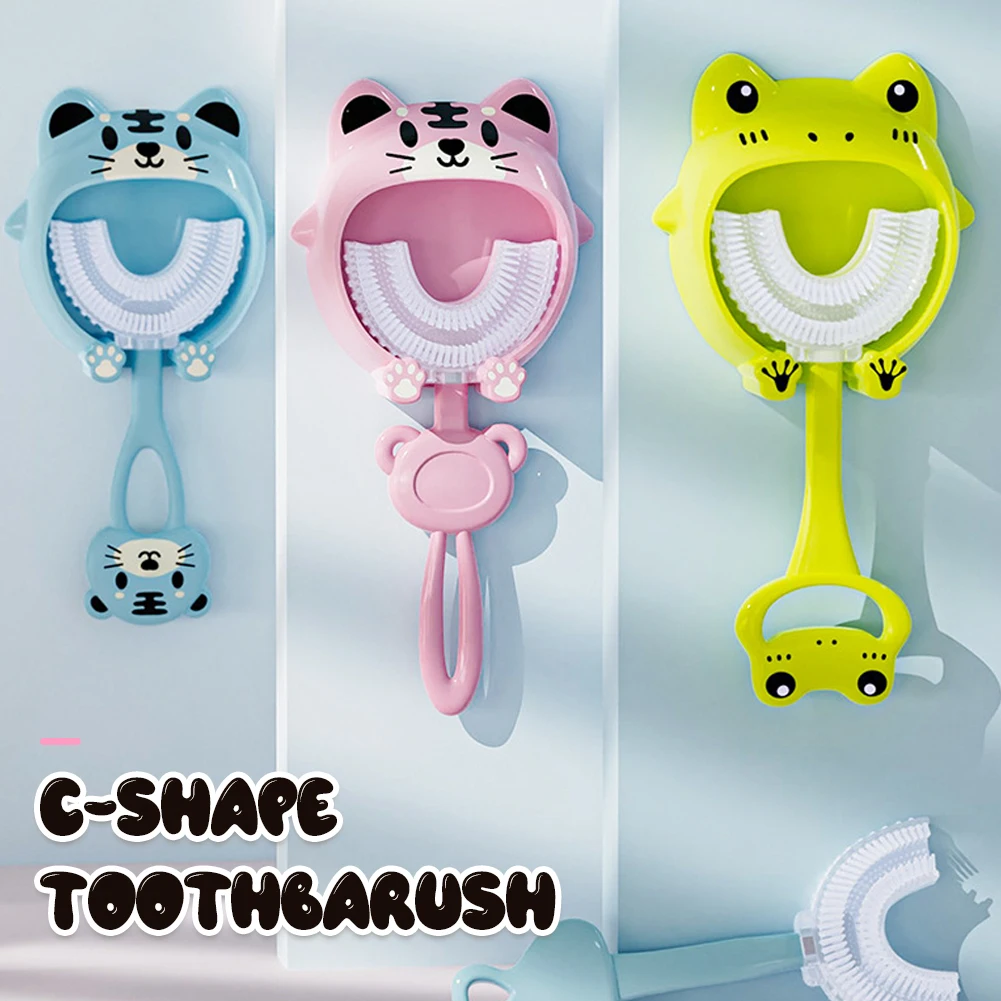 Children 360 Degree U-shaped Baby Toothbrush Children's Teeth Oral Care Cleaning Brush Soft Silicone Toothbrush Baby Items 2-12Y