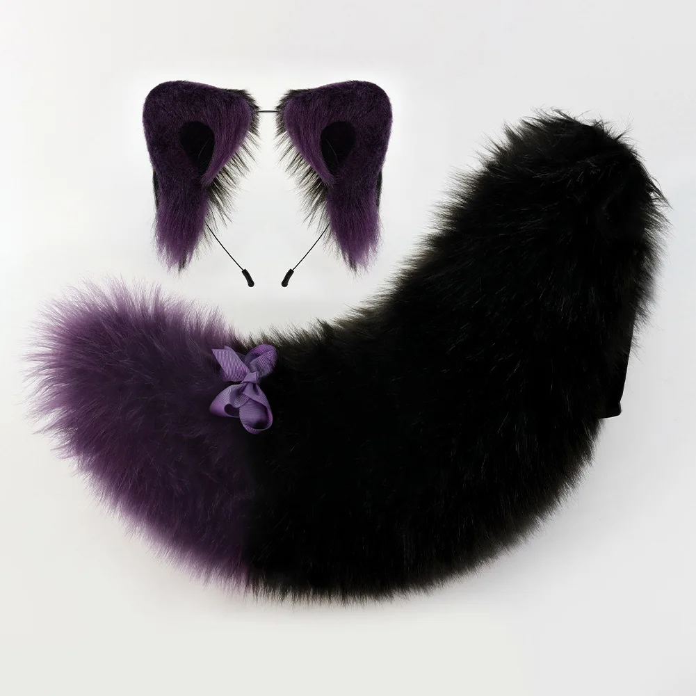 Two-piece Fluffy Plush Cat Ears Headband & Tail Set (Polyester) | Cosplay Props, Halloween & Christmas Party Costume Accessories