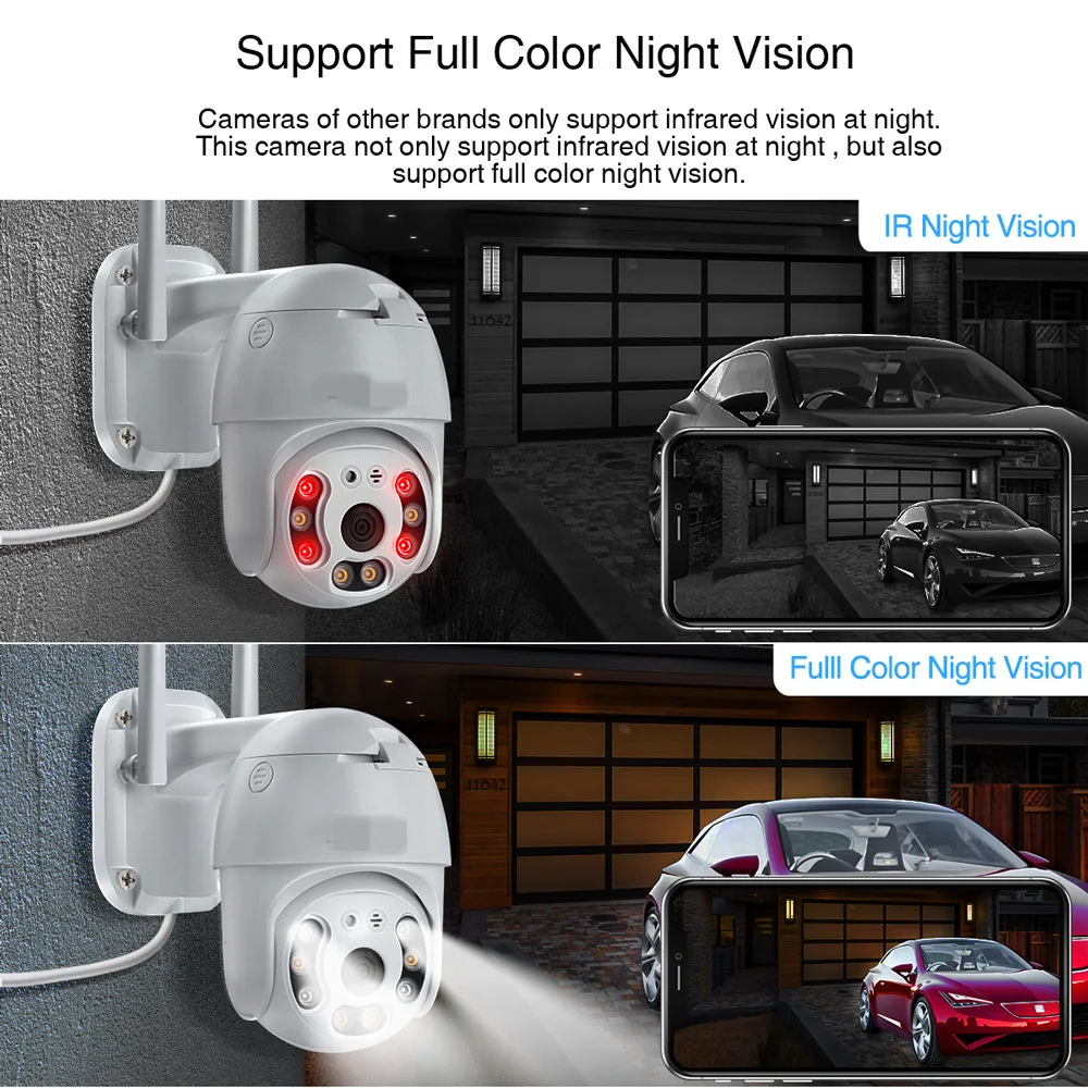 

2MP 1080P Yoosee/V380pro/YiLot Приложение Полноцветная беспроводная PTZ IP купольная камера AI Обнаружение гуманоидов Домашняя система видеонаблюдения Радионяня