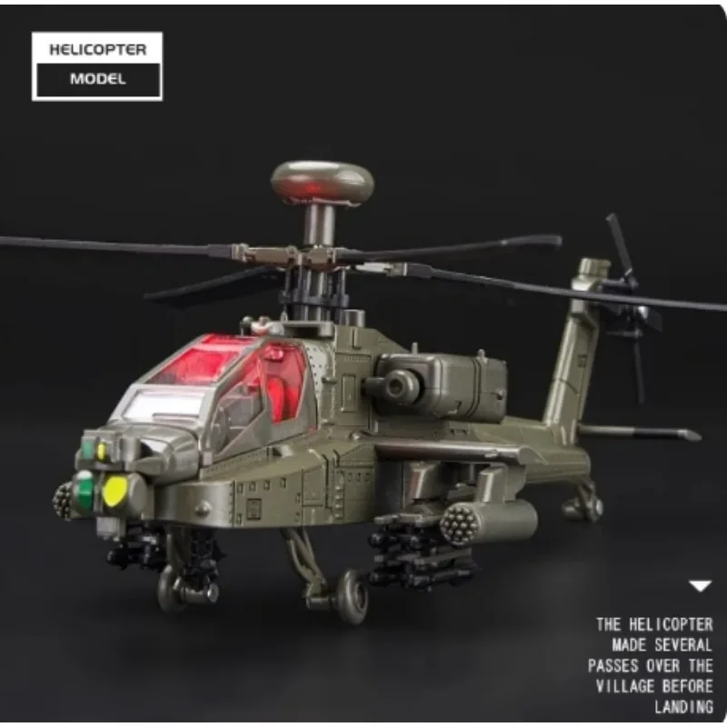 1/32 Apache Armed Helicopter Alloy Diecast Airplane Model Toy Simulation Sound Light Airplane Model Collection Boy Holiday Gifts