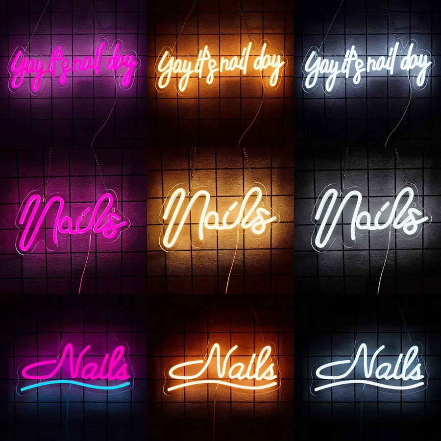 LED Lights for Salon Bar,Bedroom - Great Gift For Nail Tech Girls,Beauty Room,Christmas,Birthday Yay It's Nail Day Neon Sign