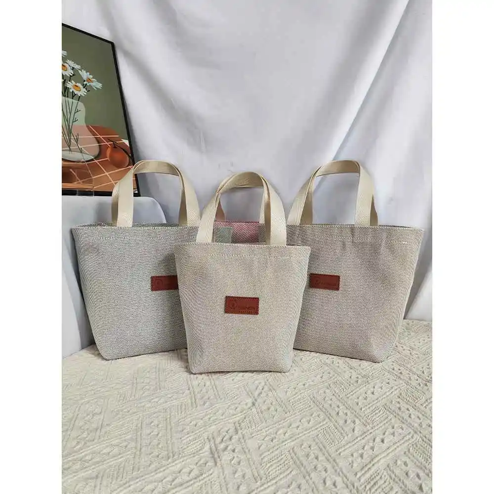 

Simple Canvas Tote Bag Women's Commuter Lunch Box Bag with Zipper Miscellaneous Items Bag Handbag for Work And Outdoor