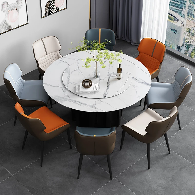 

Элитный дизайнерский обеденный стол и стулья, комплект мебели для дома, 6 мест, мраморная столешница, стулья
