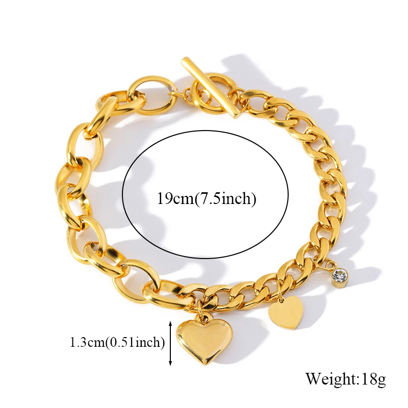 GANPUP 316L Edelstahl Metall Herz Armband Für Frauen Mode Exquisite 18K Gold Überzogene Wasserdichte Handgelenk Kette Schmuck – Detail 14