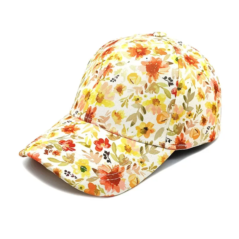 Four Seasons Polyester Print Casquette Baseball Cap Adjustable Outdoor Snapback Hats for Women 22