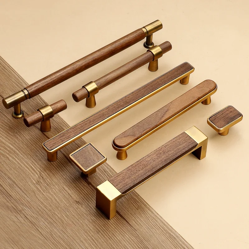 Antique Kitchen Cabinet Storage Handles Nordic Zinc Alloy+Wood Drawer Knobs Wardrobe Cupboard Door Pulls Home Furniture Handles