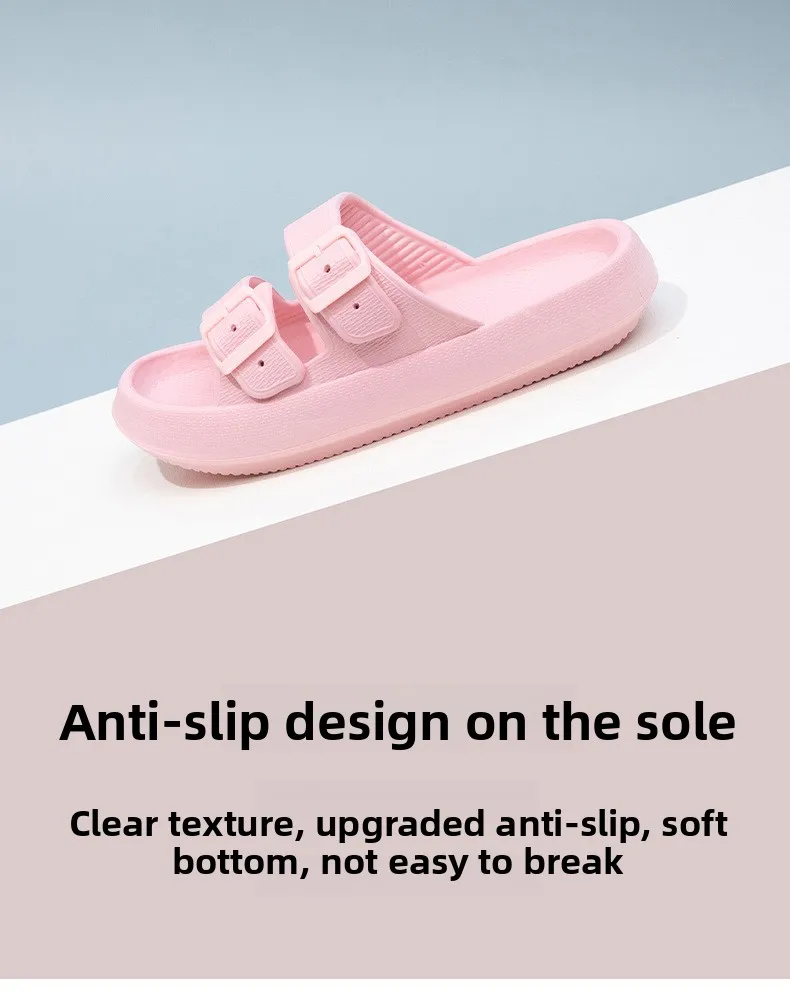 Summer Couple Flip Flops Outdoor Thick Sole Slippers for Women Men Home Sandals with Double Strap