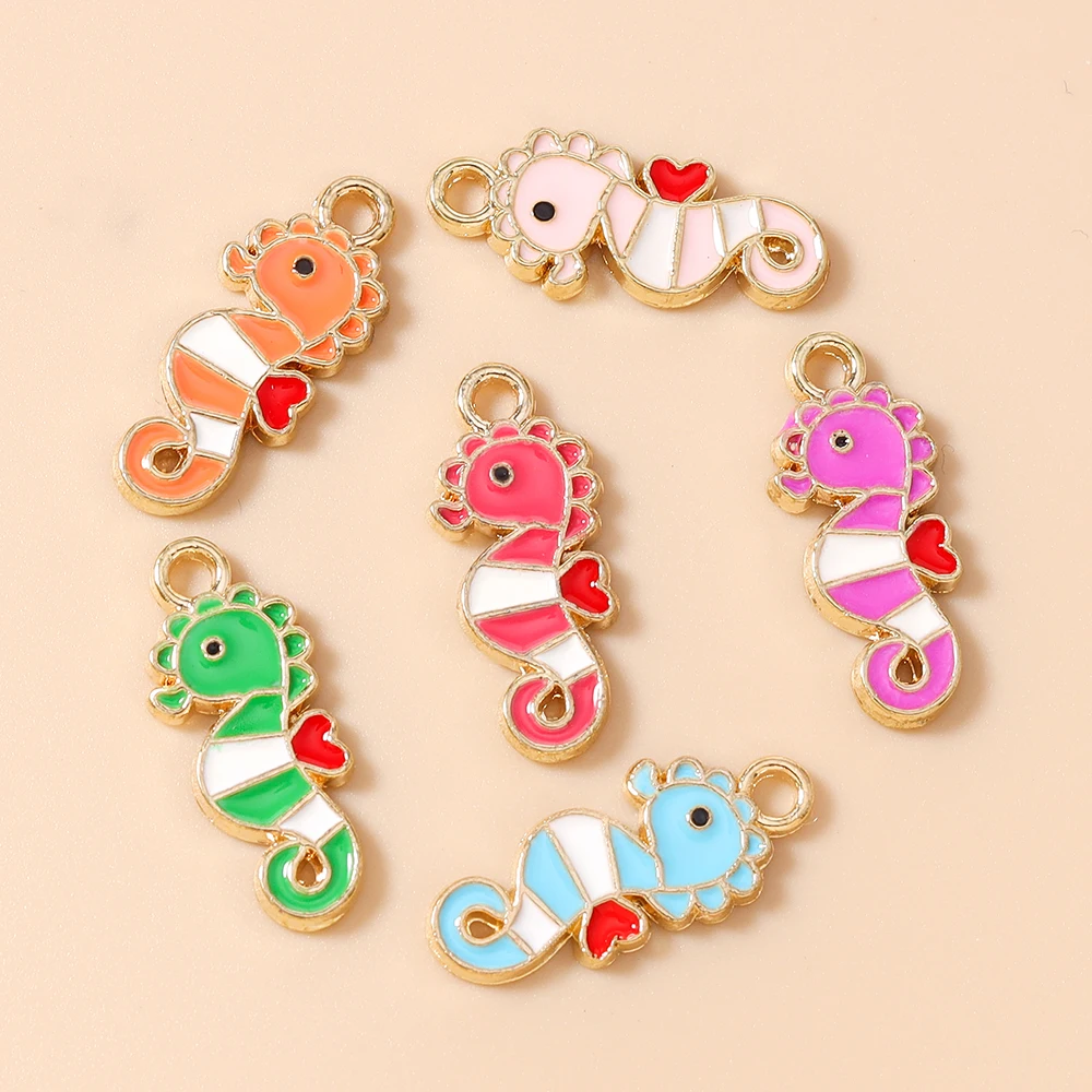 Leslie 20 Stück 9x21mm Niedliche Cartoon-Seepferdchen-Anhänger für DIY Ohrringe, Halsketten, Schmuckherstellung, Zubehör, handgemachte Bastelarbeiten – Detail 3