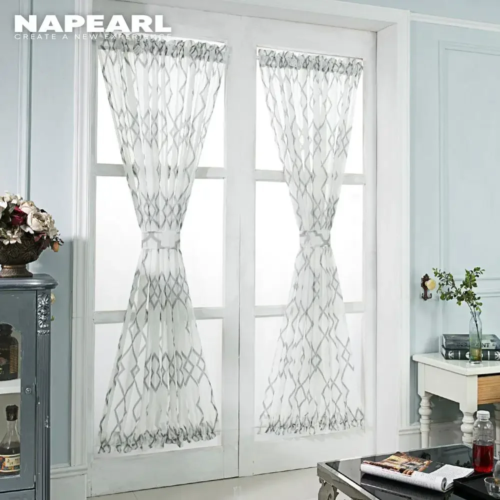 NAPEARL European Style Short Window Curtains for Door Drapery Cheap Ready Made Kitchen Elegant Single Panel Home Decor