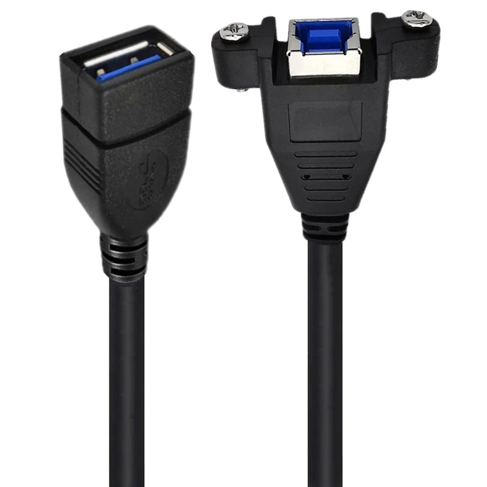 USB3.0 A Male/A Female To Print Female With Ear Screw Holes For Fixed Extension Cable USB3.0 AM/AF-BF Scanner Data Cord 0.5m