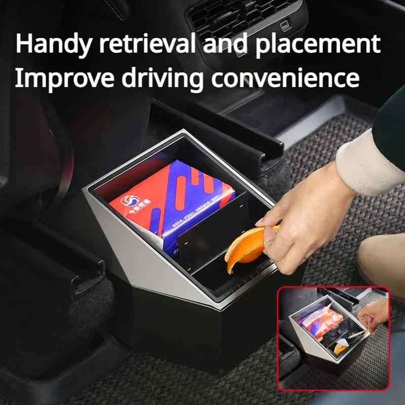 For Tesla Model Y 2023 Underseat Storage Box Cybertruck Rear Middle Storage Box Double Layer Storage Space Car Decor Accessories