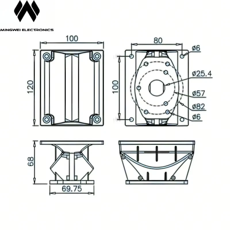 Professionelle Soundprojektion: Line-Array-Lautsprecher-Zubehör, Horn, 120 l x 100 W x 68 H, 1 Zoll Hals – Detail 1