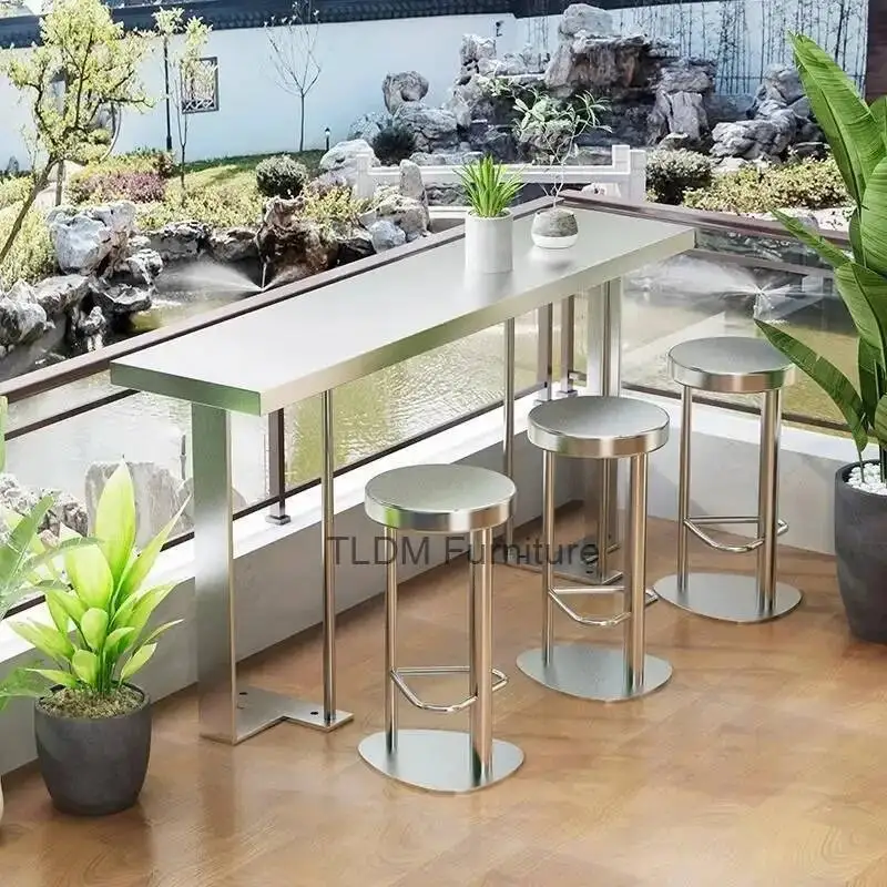 

Metal Stainless Steel Bar Stool Household High Stool Island Table Chair Bar Front Desk Cashier Stool Outdoor Bars Stools