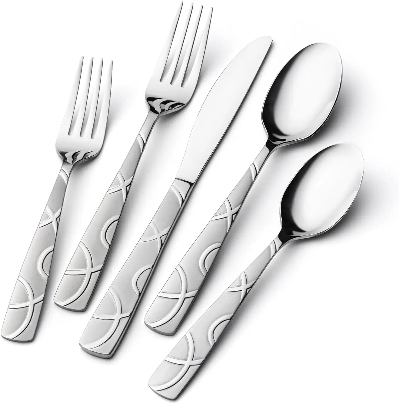 

40PCS Stainless Steel Silverware Set, Modern Flatware Set for Kitchen, Mirror Polished Cutlery Set with Forks, Spoons and