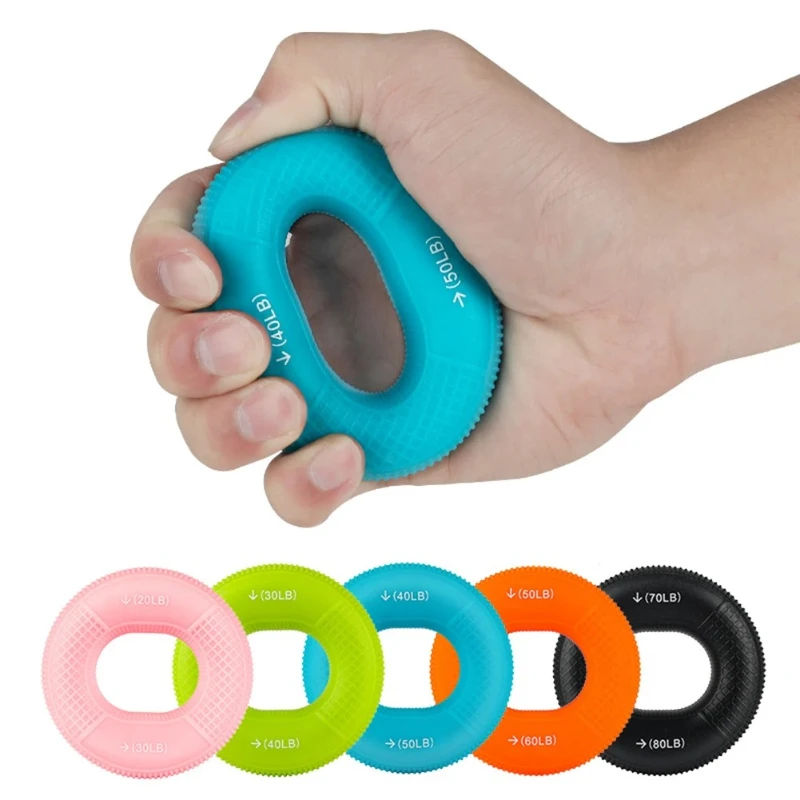 20-80LB Silicone Gripper Ring Adjustable Hand Gripping Ring Antiskid Round Wrist Gripper Carpal Expander Muscle Workout Gear