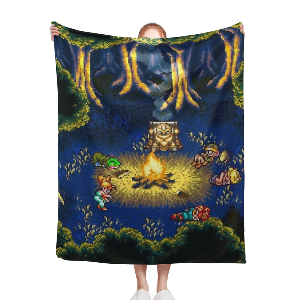 

Chrono Trigger Campfire Medium Blanket Soft comforter sets throw for Couch Warm Flannel Blankets Bedroom Décor