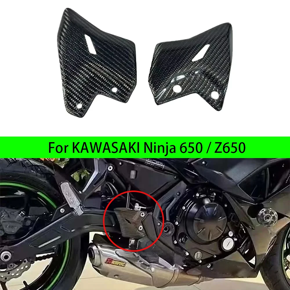 

For Kawasaki Ninja 650 Z650 2017-2024 100％ Carbon Fiber Motorcycle FootPeg Footrest Set Heel Plates Guard Protector Accessories