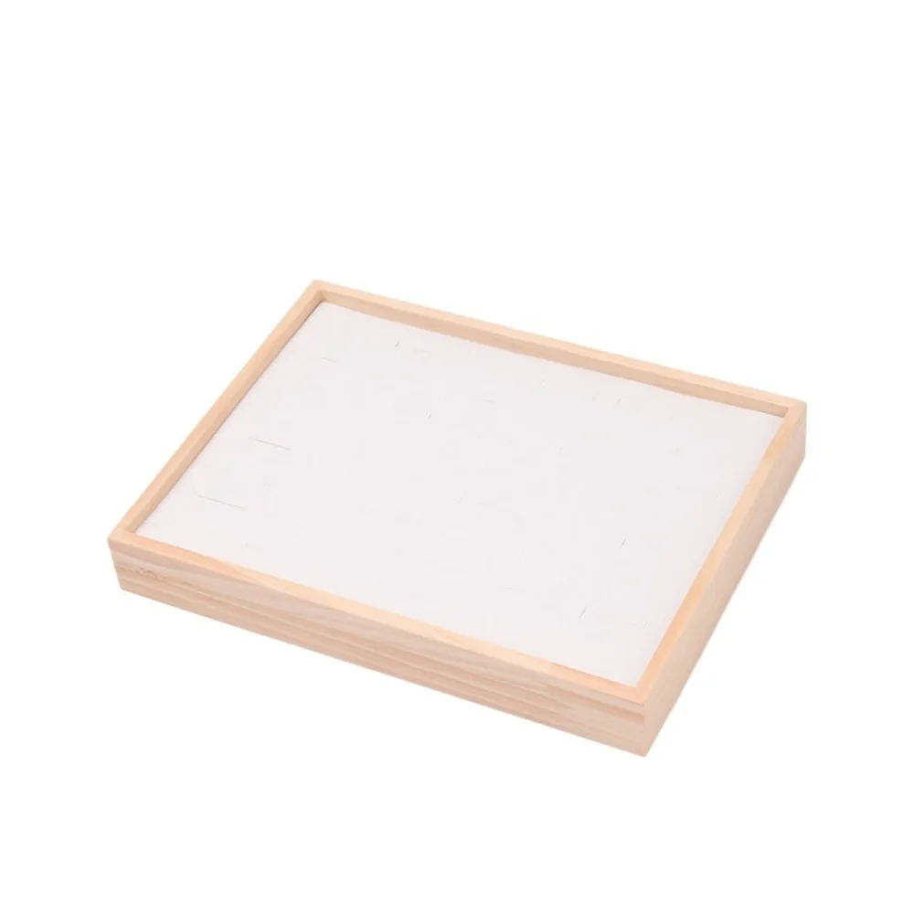 

Simple 48 Grids Wood Rings Tray Exquisite Ear Studs Case Earrings Display Tray Velvet Jewlery Organizer Ring Earring Holder Home