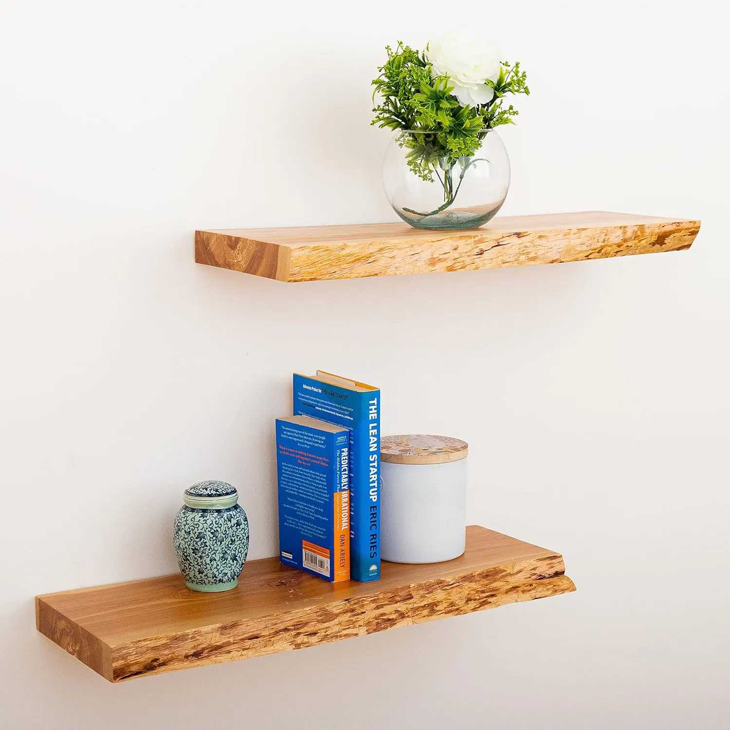 Shelf for Farmhouse Wall Decor, Set of 2 Shelves Made from American Wood, Hand Finished and Sealed (Cedar, 24 inches Long)