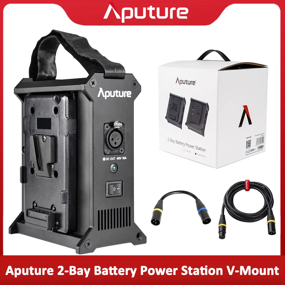 

Aputure 2-Bay Battery Power Station V-Mount Dual Battery External Power Supply Box for Amaran 300C Nova P300C Video Light