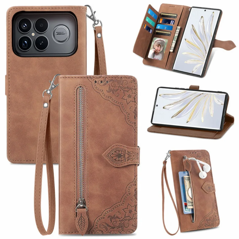 ل Poco F8 Ultra X7 Pro M7 F7 C85 5G محفظة حافظة سستة جلدية Crossbody حافظة للبطاقات eتوي Poco F7 حافظة Mi X 7 F 8 C85 كتاب Funda #2
