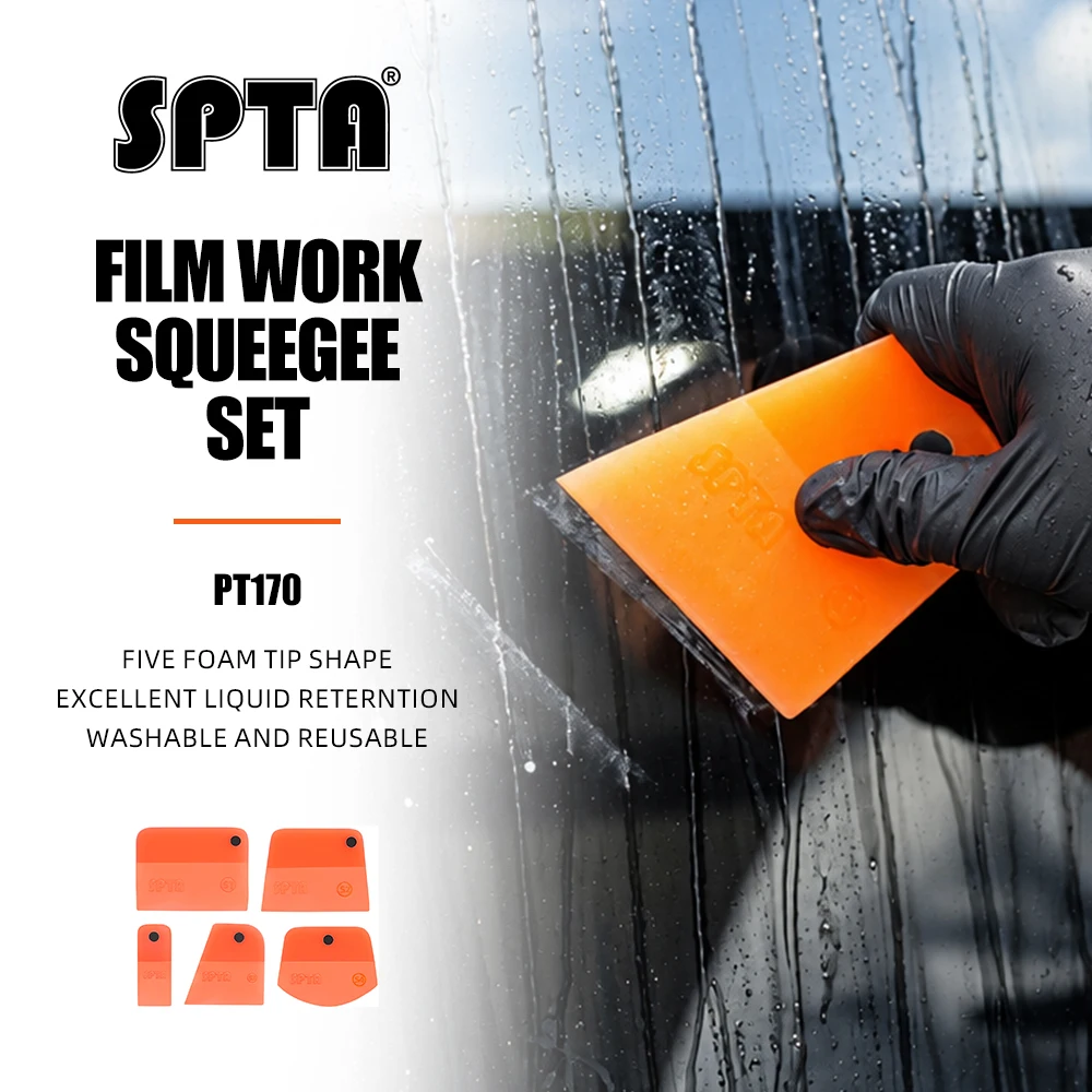 SPTA 5PCS Film Work Squeegee Flexible TPU Squeegee Kit with Different Size Anti-Scratch Rubber Squeegee for Car