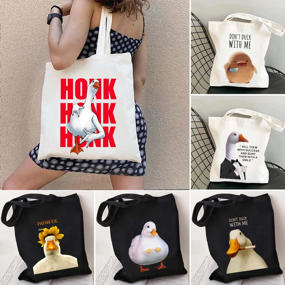 Graphic Funny Hasbulla Khabib Cute Duck Meme Animal Coffee Frog Llama Cat Bear Shiba Canvas Totes Bag Cotton Shopper Eco Handbag