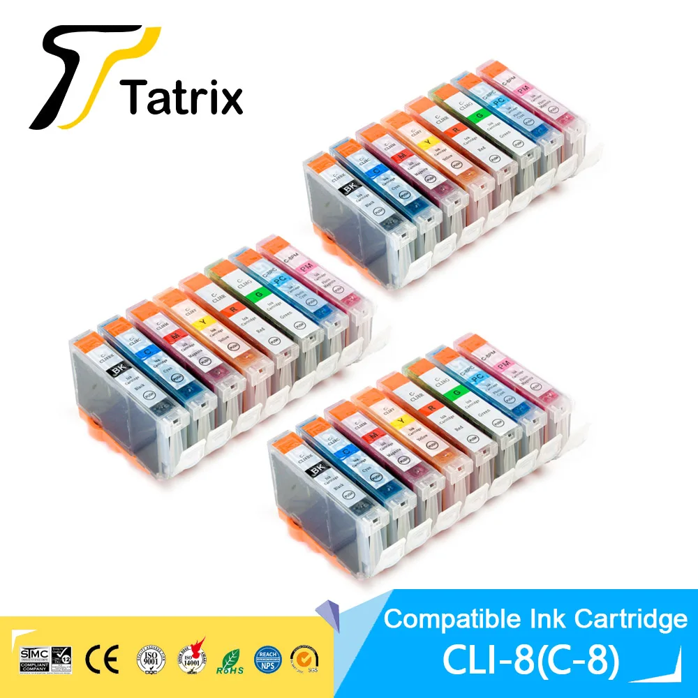 

24PCS For Canon CLI-8 CLI8 Compatible Ink Cartridge With Chip For Canon PIXMA Pro9000 Printer