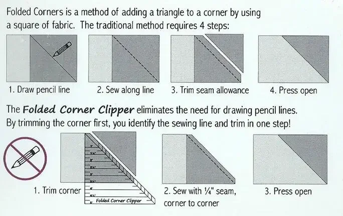 Folded Corner Clipper Quilting Templates Ruler   # FCC-01