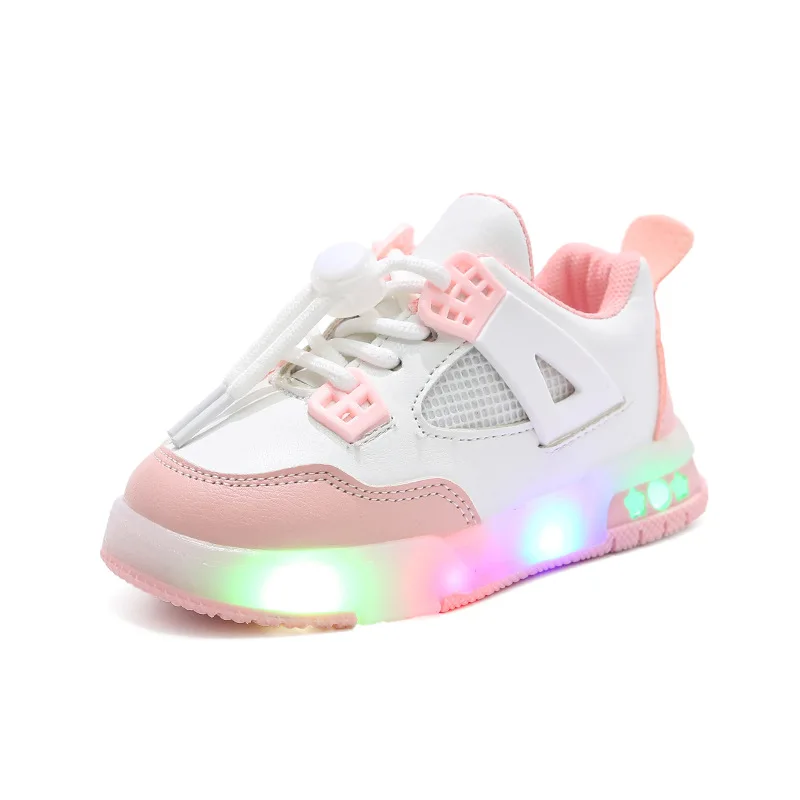 Children Fashion Sport Shoes Summer Luminous Fashion Breathable Kids Boys Net Shoes Girls LED Sneakers with Light Running Shoes