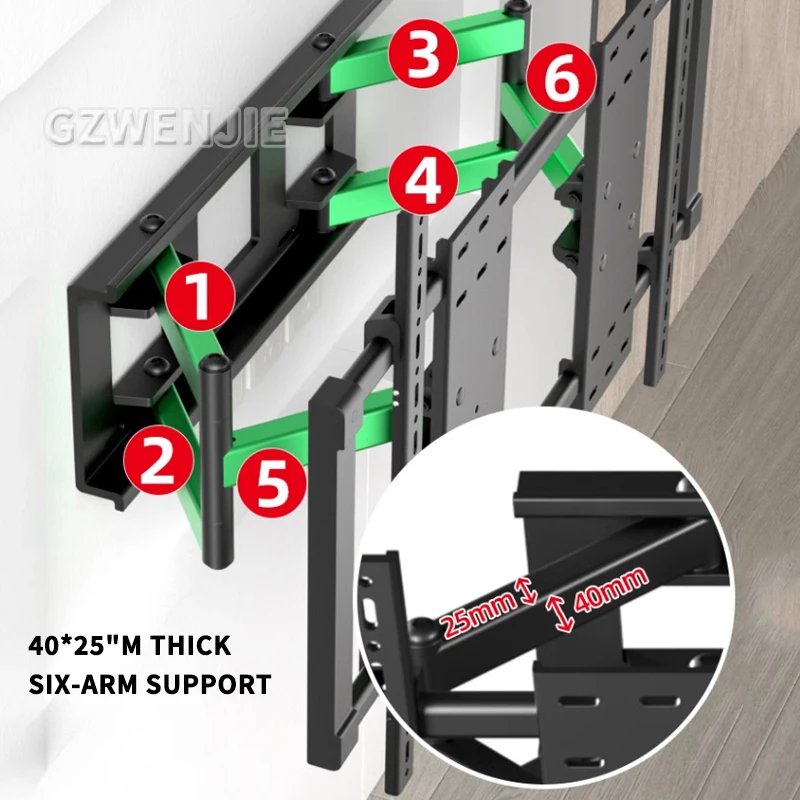 Soporte de Monitor de TV de 50-120 pulgadas, soporte de pared de TV de perfil bajo plano Universal, estante de TV ajustable con nivel para pantalla LCD LED